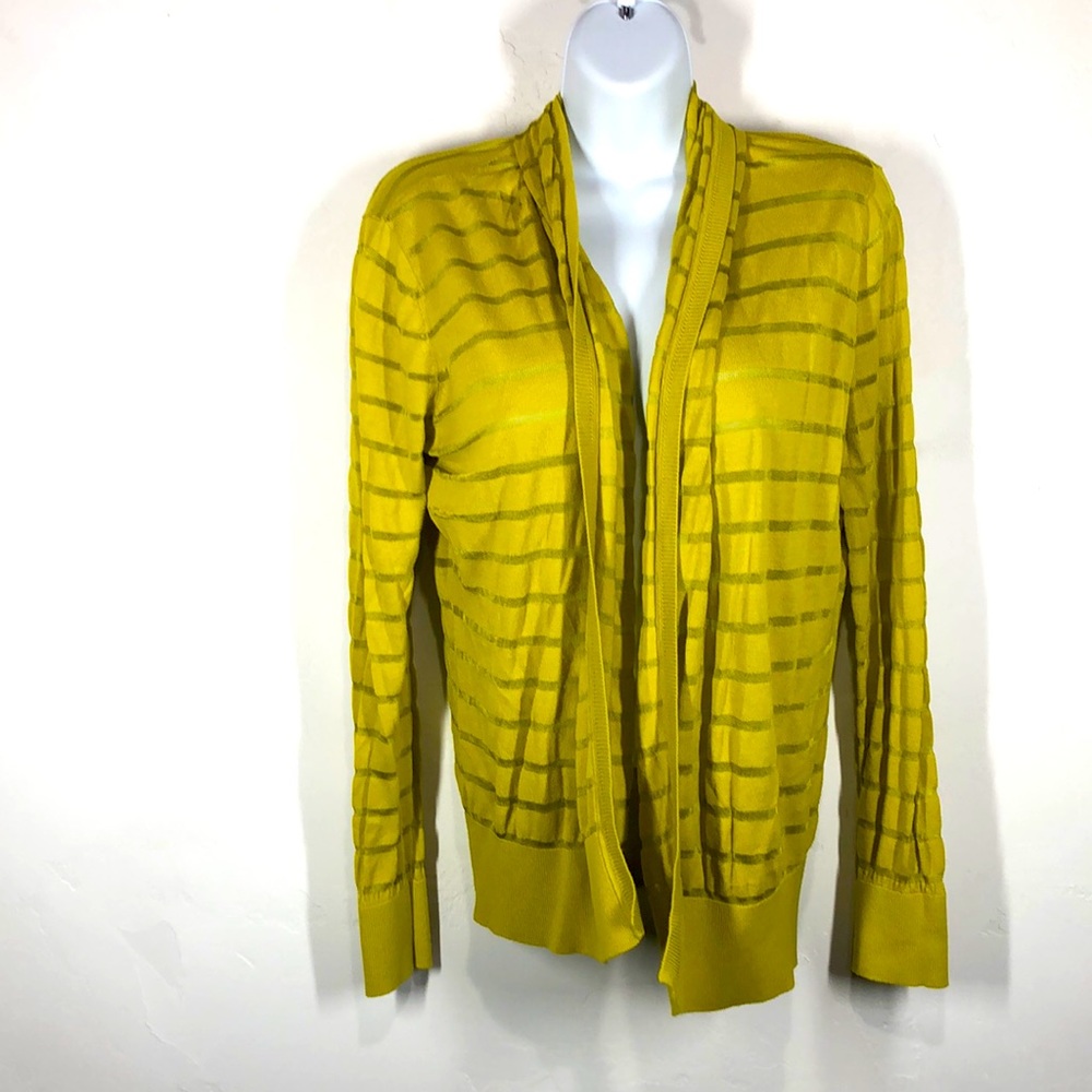 Kate & Mallory yellow stripe mesh cardigan size medium
